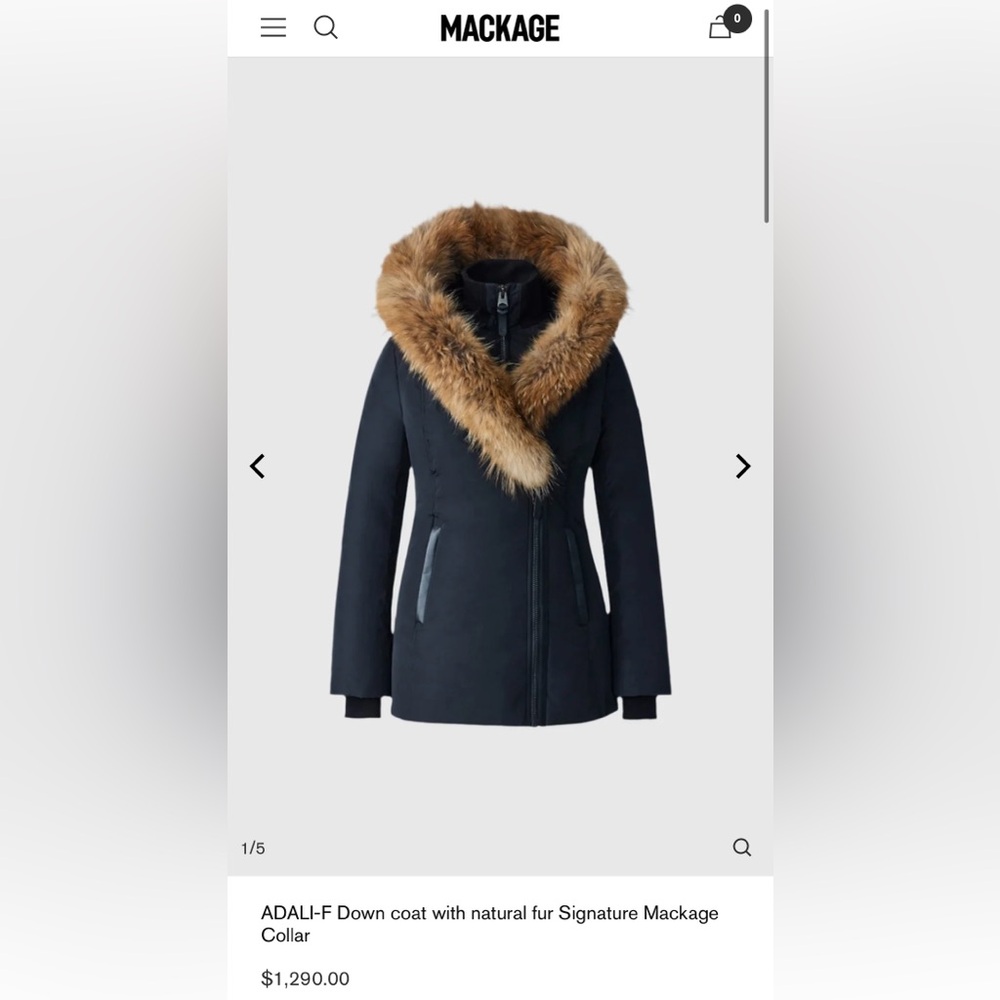 Mackage ADALI-F Down Coat with Natural Fur Signature Mackage Collar